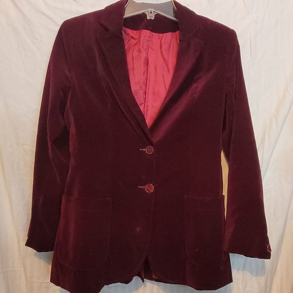 Burgundy 2 Piece Skirt Suit Combed Cotton Womens 13 Thats Me Junior Sportswear - Picture 2 of 14